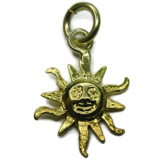 14k Yellow Gold Sun Charm Pendant - Picture 1 of 3